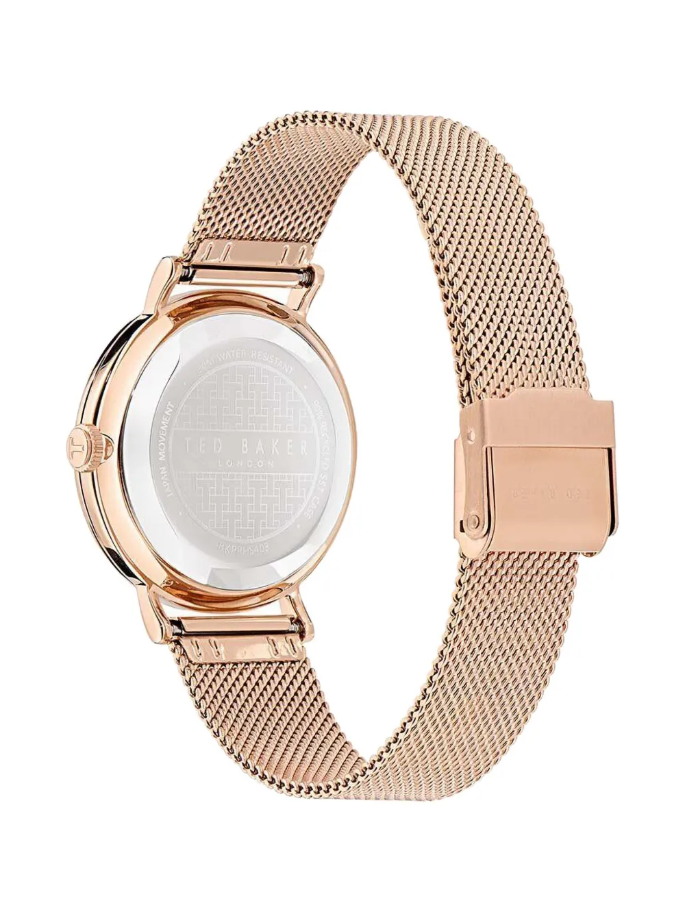 Ted Baker Floral Leather Strap Watch In Gold