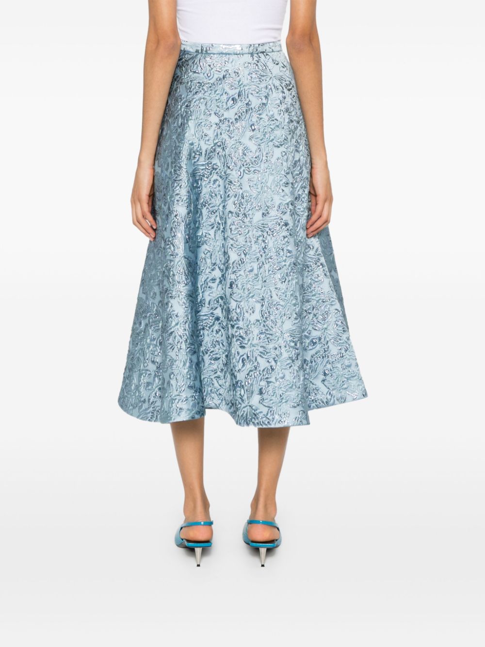 Shop Gucci Jacquard-pattern Midi Skirt In Blue