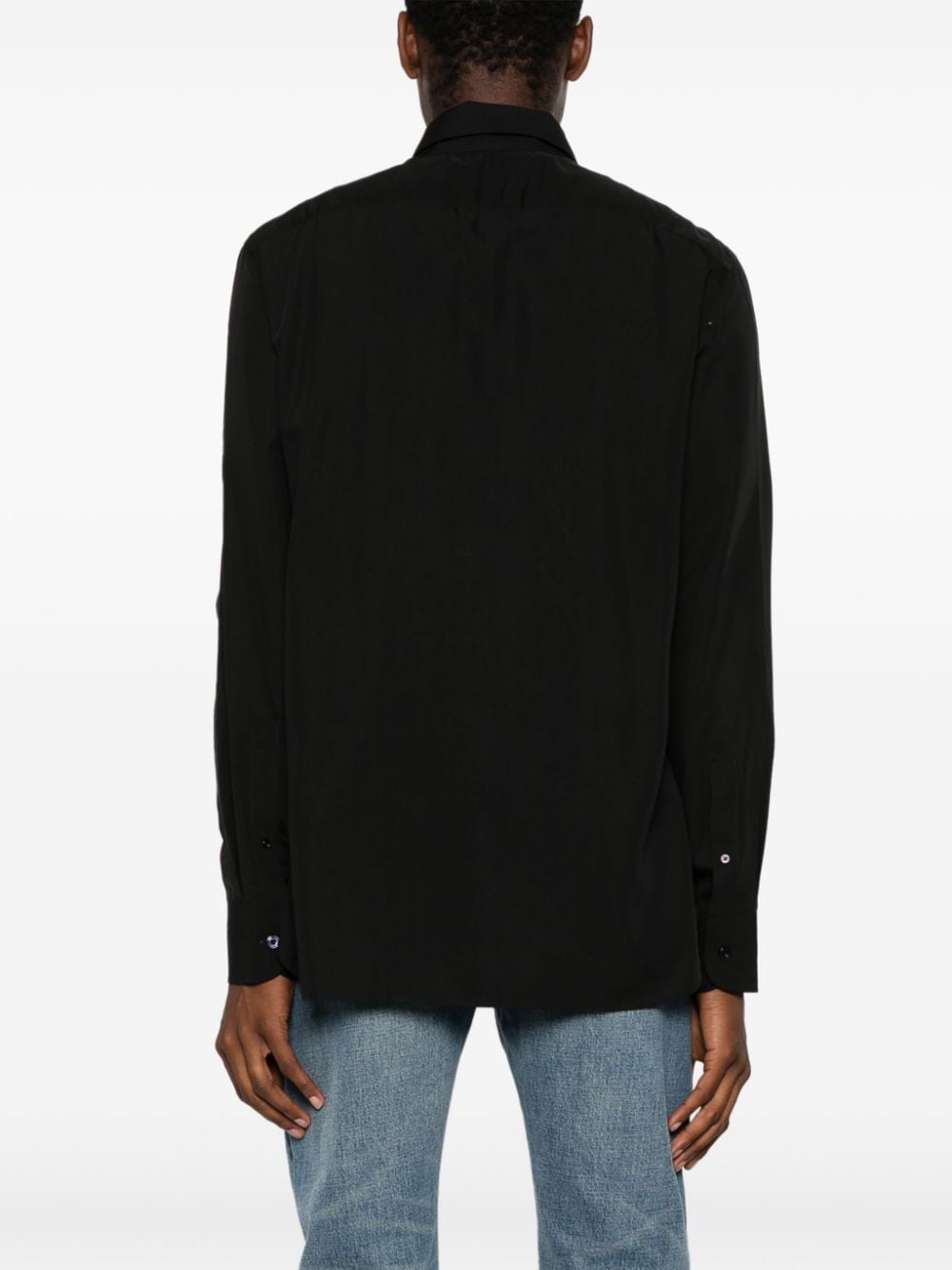 Shop Tom Ford Plain Long-sleeve Shirt In Black