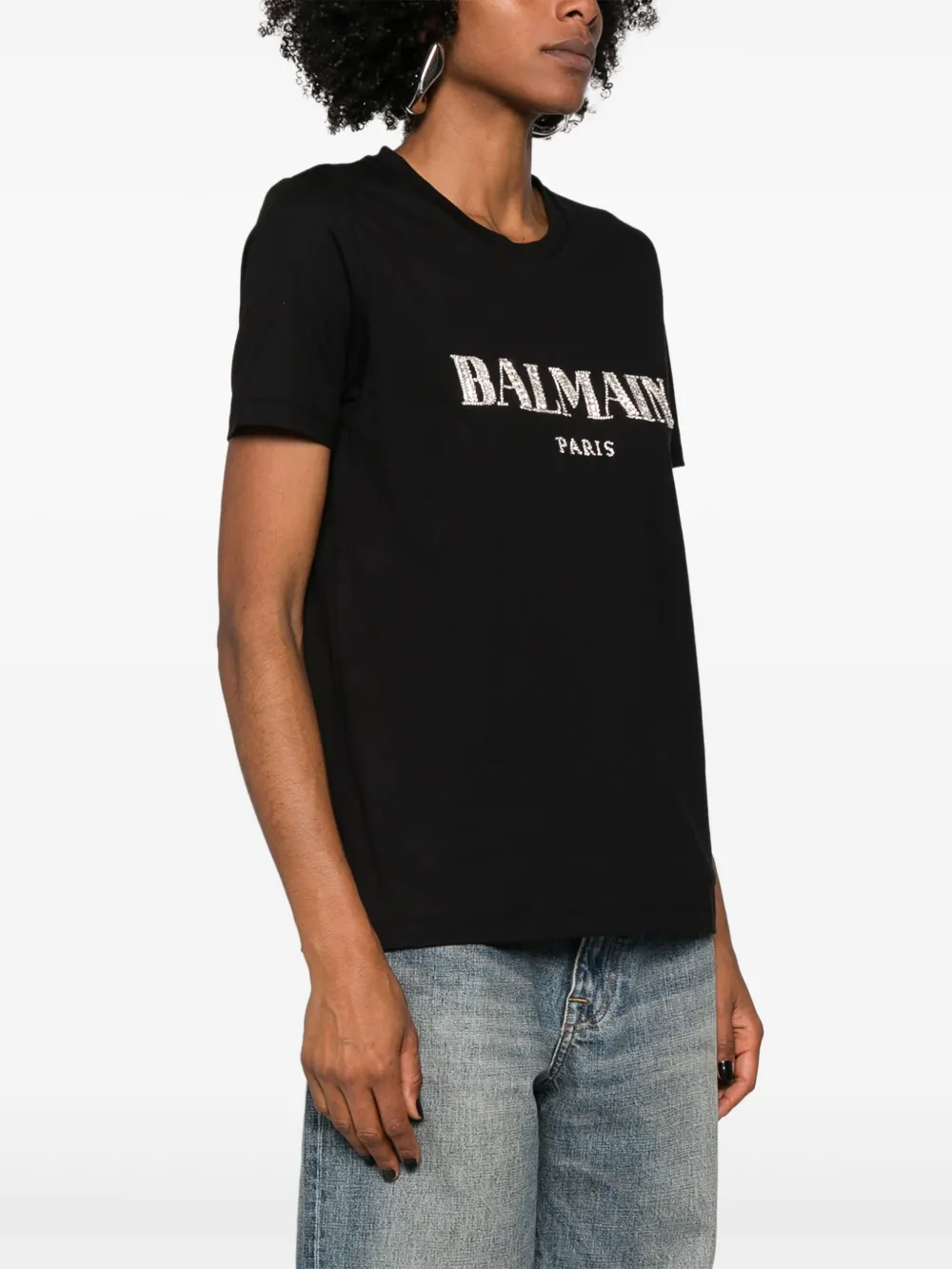 Balmain crystal-logo cotton T-shirt Women