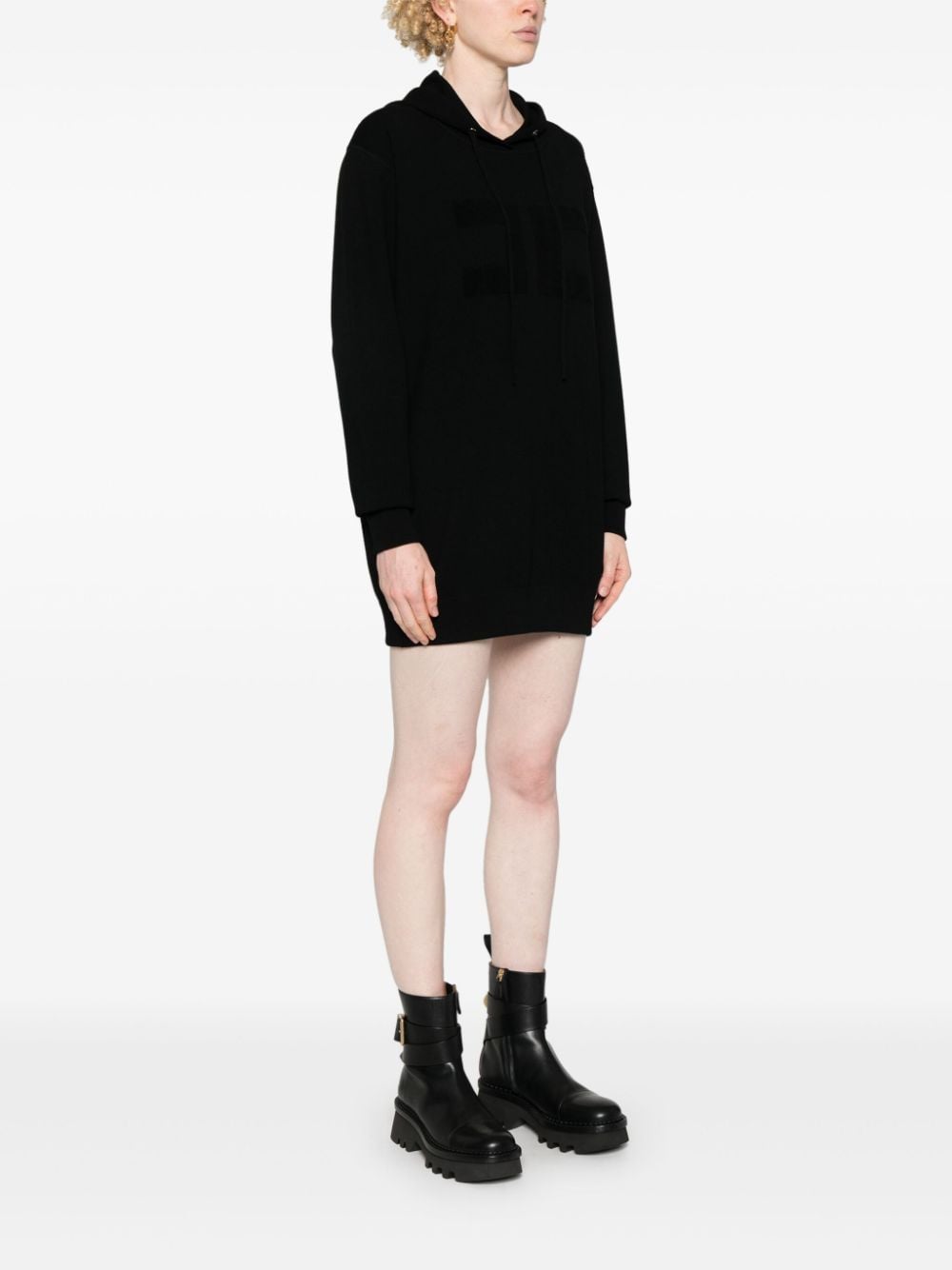 Shop Elisabetta Franchi Hooded Sweatshirt Dress In Schwarz