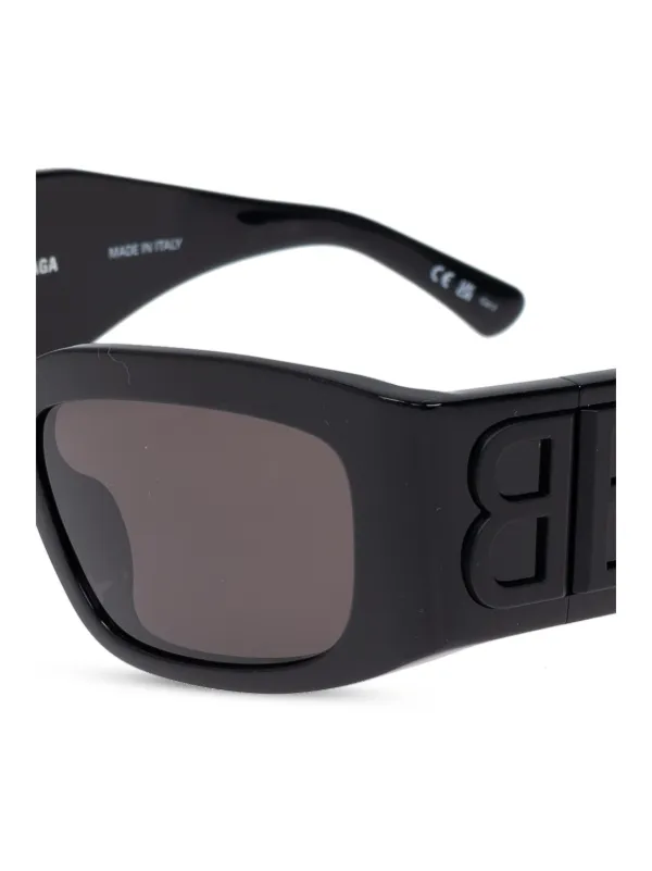 BALENCIAGA スクエアシェイプ サングラス Balenciaga Unisex Square Sunglasses, Black/Green, Grey