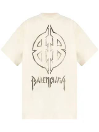 【関税込み】Balenciaga オフホワイト l BB Stencil Tシャツ Off-White Metal BB Stencil T-shirt by Balenciaga on Sale