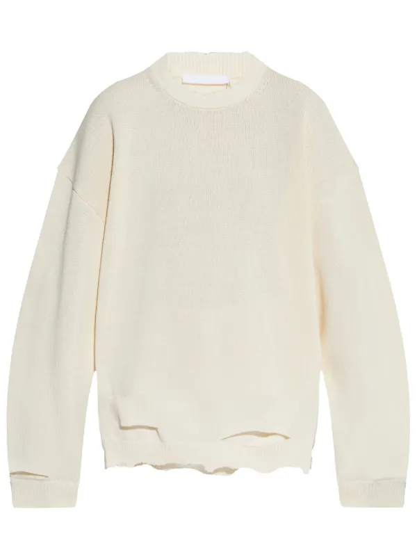 Helmut Lang Distressed Sweater White FARFETCH CA