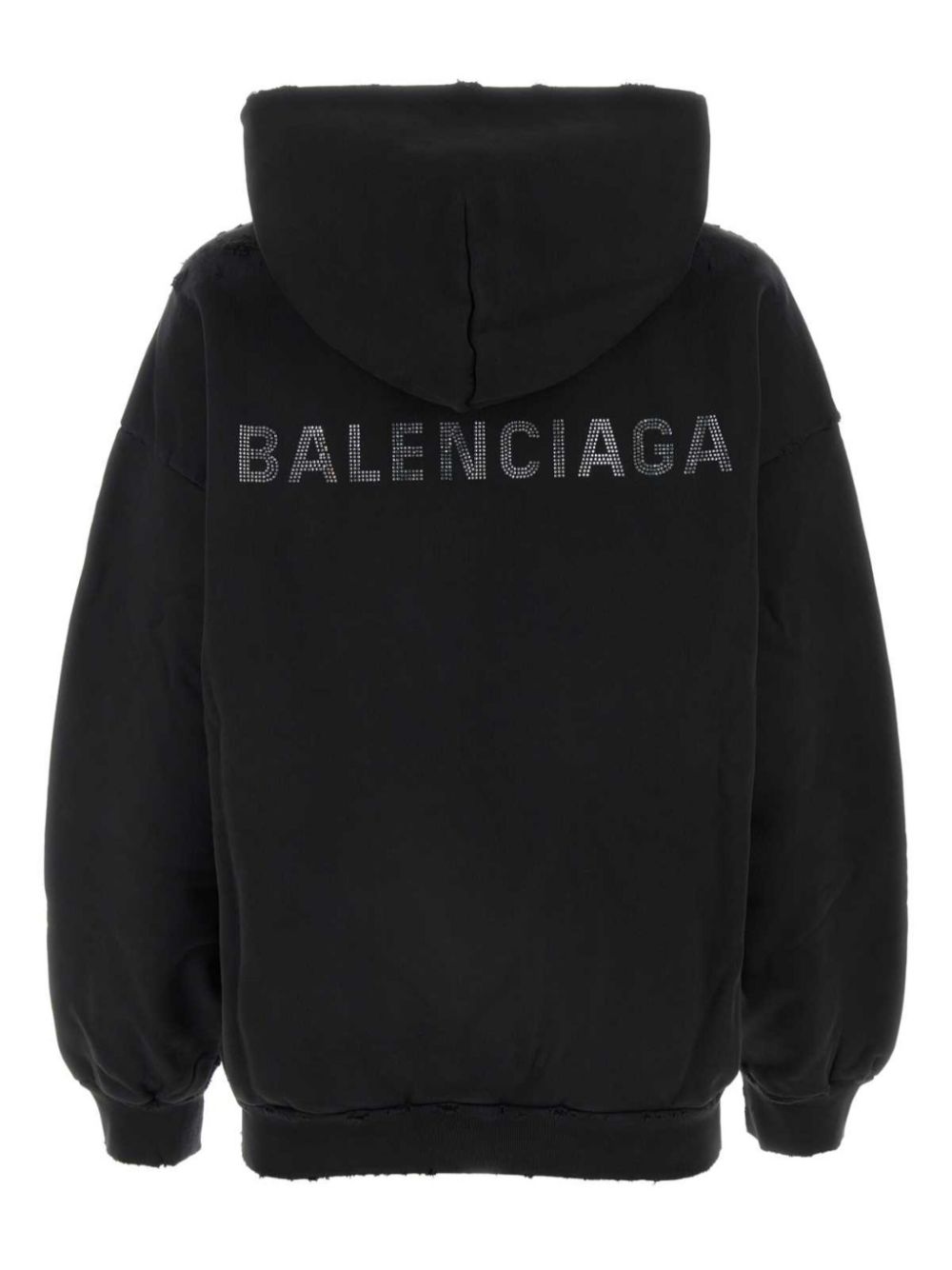 Balenciaga Rhinestone Logo Hoodie Black FARFETCH PT