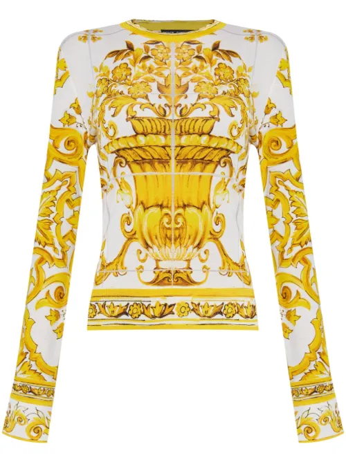 Sweat à imprimé majolica - Dolce & Gabbana - Modalova