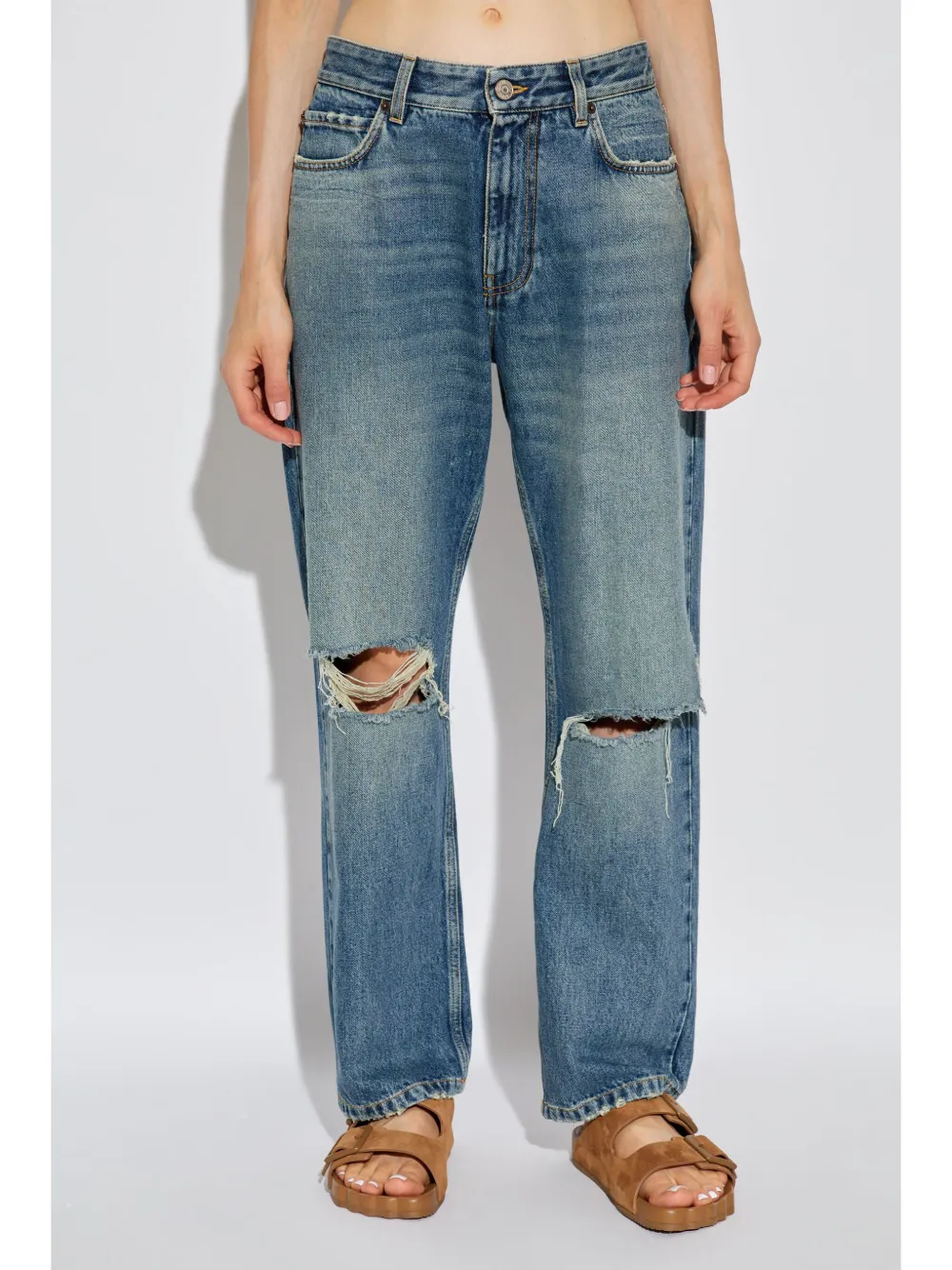 Balenciaga Jeans met gerafeld detail Blauw