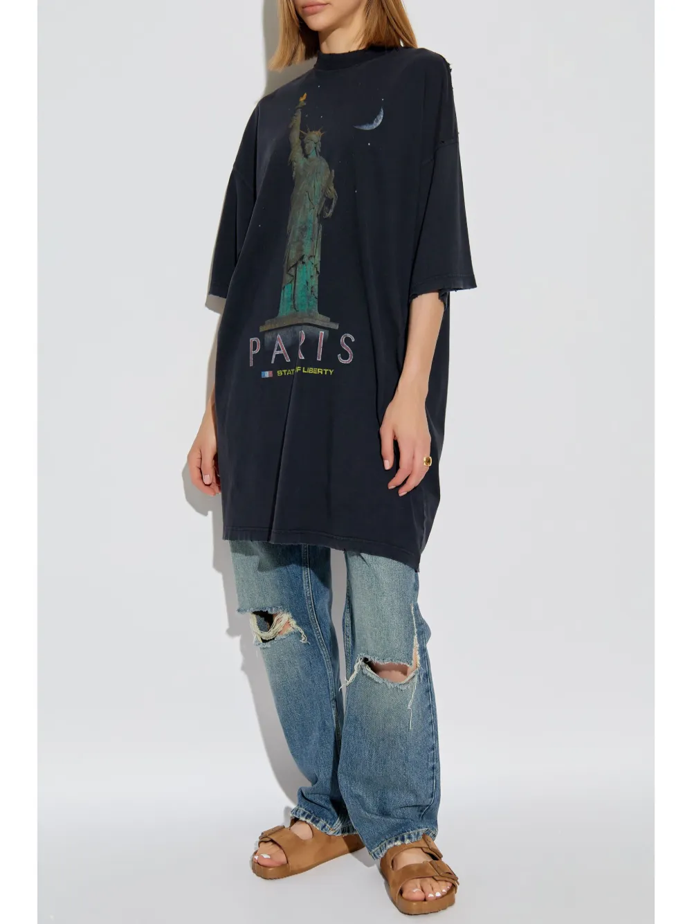 Balenciaga Jeans met gerafeld detail - Blauw