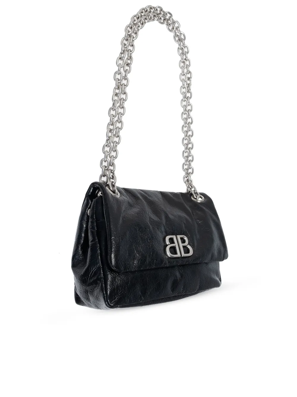 Balenciaga Mini Monaco Appliqué-logo Leather Bag In Schwarz
