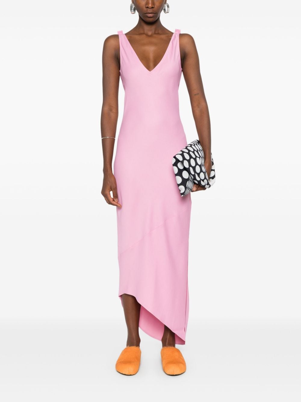 JW Anderson V-neck crepe midi dress - Roze