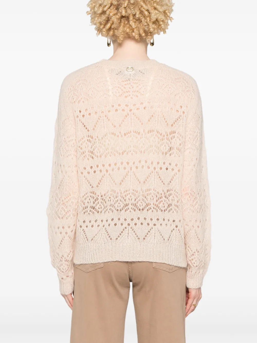 TWINSET Opengewerkte gehaakte trui Beige