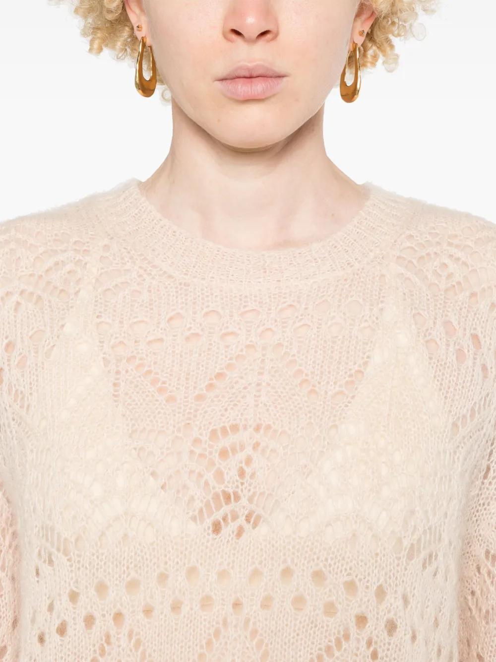 TWINSET Opengewerkte gehaakte trui Beige