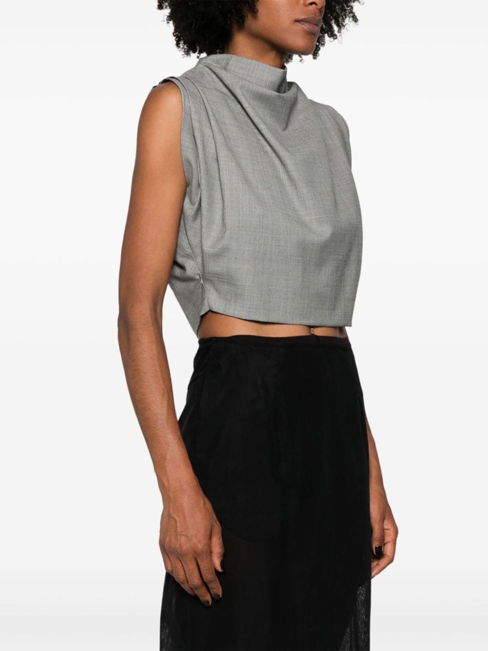 Shop Magda Butrym Mock-neck Wool-blend Tank Top In Grey