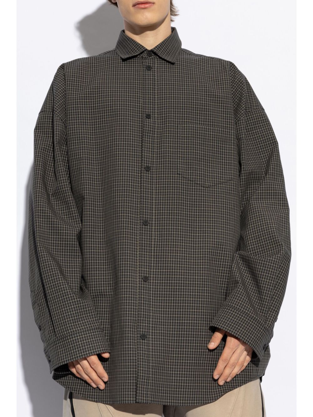 Shop Balenciaga Check Shirt In Black