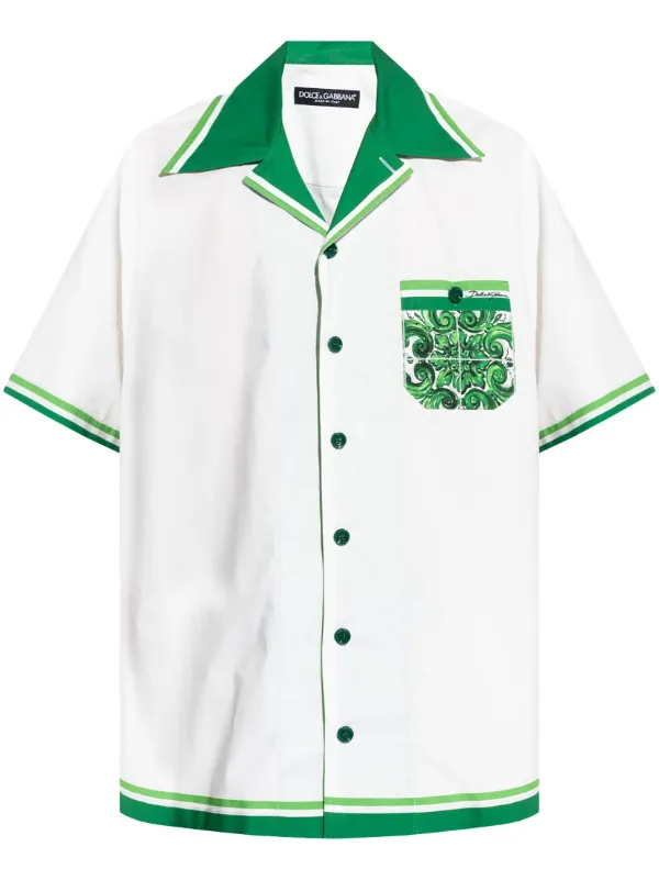 【関税＆送料込み】Dolce & Gabbana Short-Sleeved Majolica P Dolce & Gabbana Majolica-print Poplin Shirt | White | FARFETCH