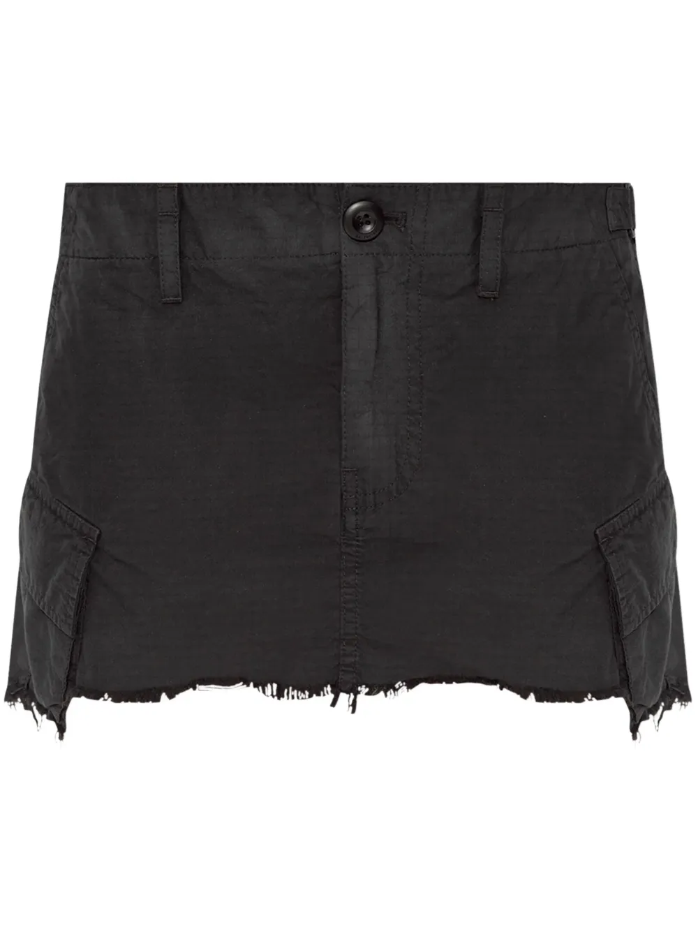 Balenciaga Frayed Cotton-blend Ripstop Mini Skirt In Black