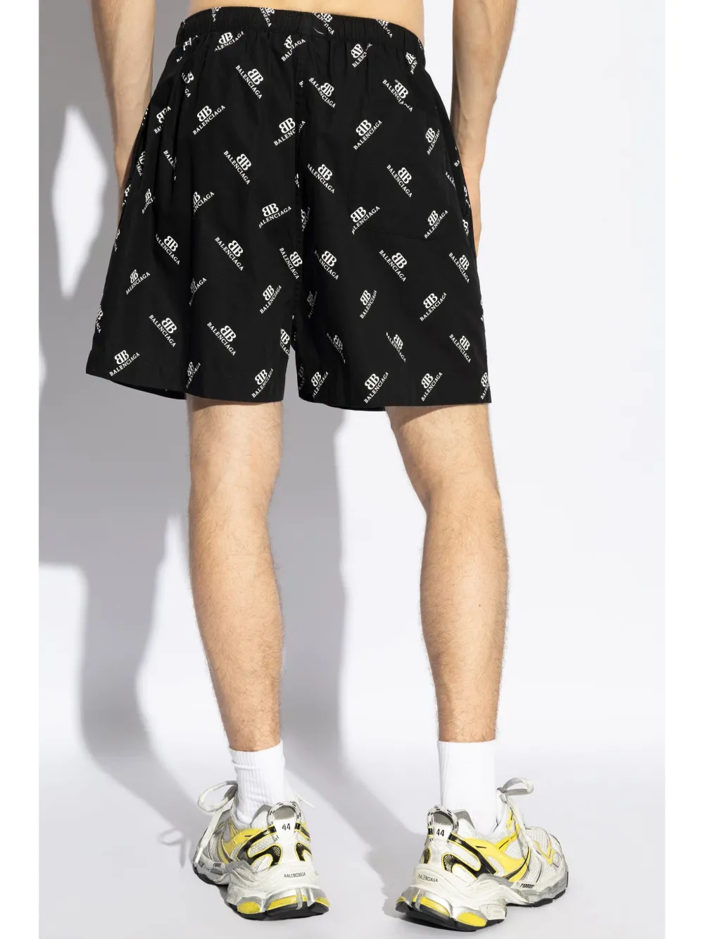 Balenciaga Katoenen-popeline shorts met logoprint Zwart
