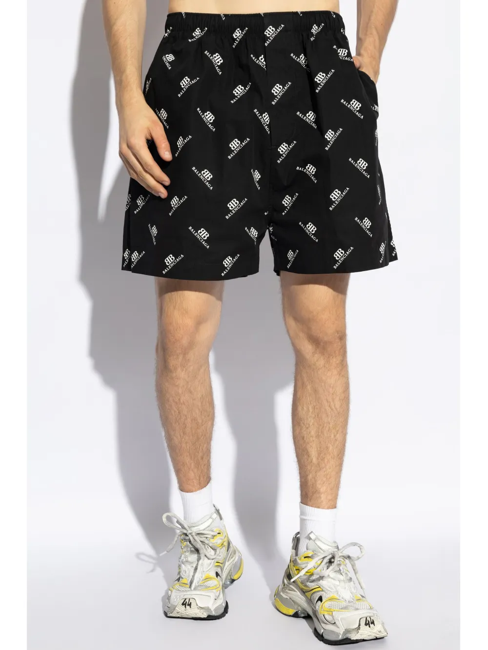 Balenciaga Katoenen-popeline shorts met logoprint Zwart