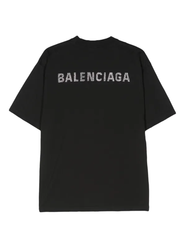 Balenciaga studded logo T shirt Black FARFETCH IE