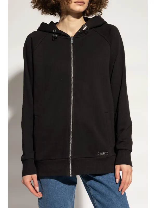 Michael Michael Kors logo plaque zip up Hoodie Black FARFETCH UK