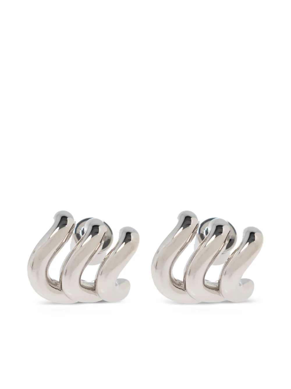 Balenciaga Silver Loop Trio Earrings In Silver