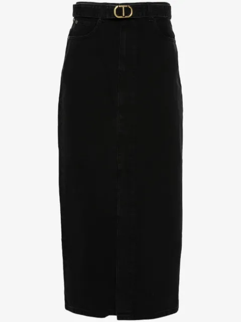 TWINSET belted denim midi skirt