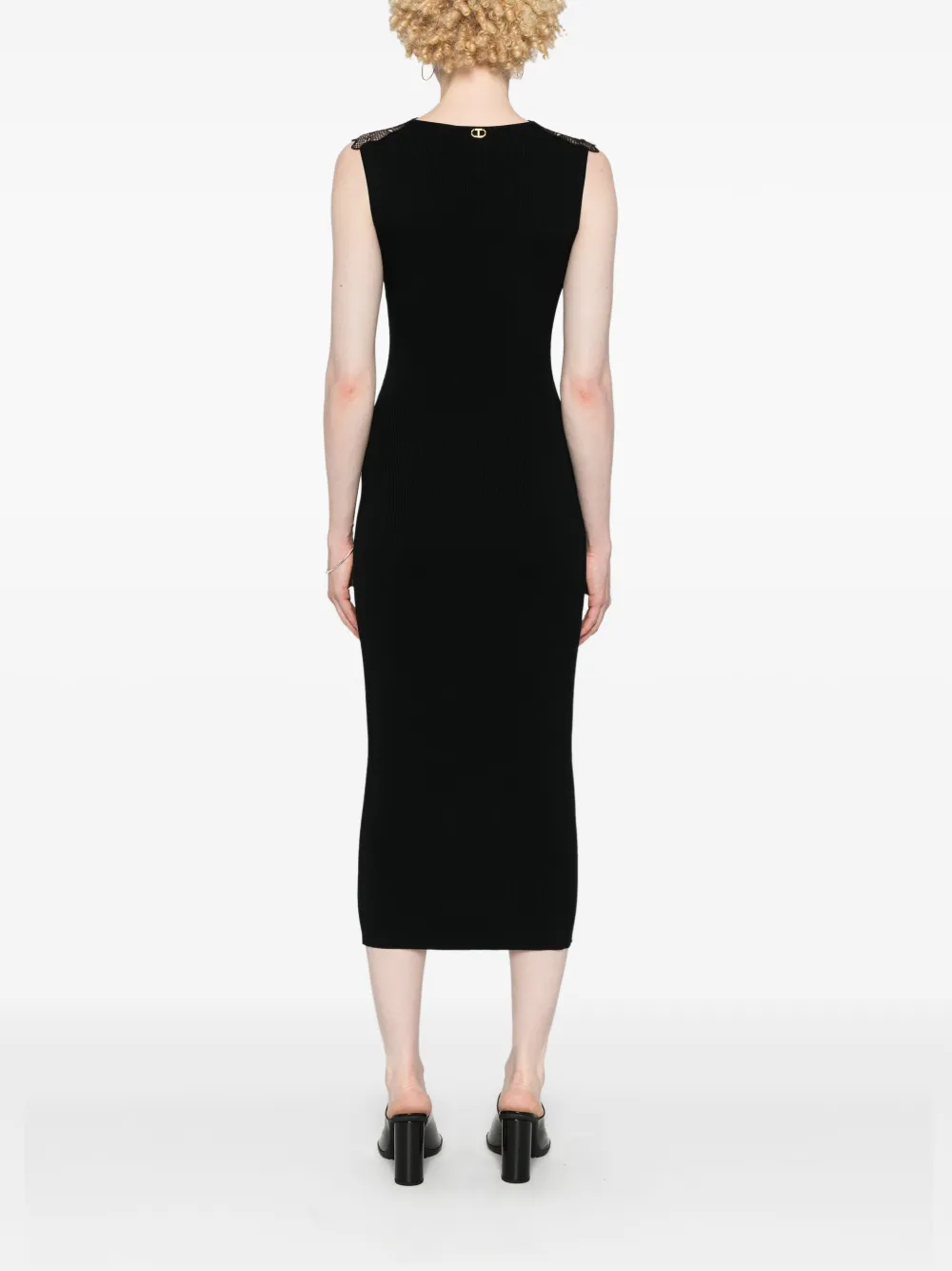 TWINSET LACE-DETAIL RIBBED MIDI DRESS