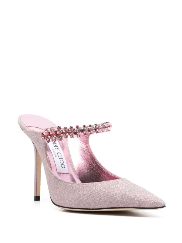 Jimmy Choo Bing 100mm glitter-detailed Mules | Pink | FARFETCH