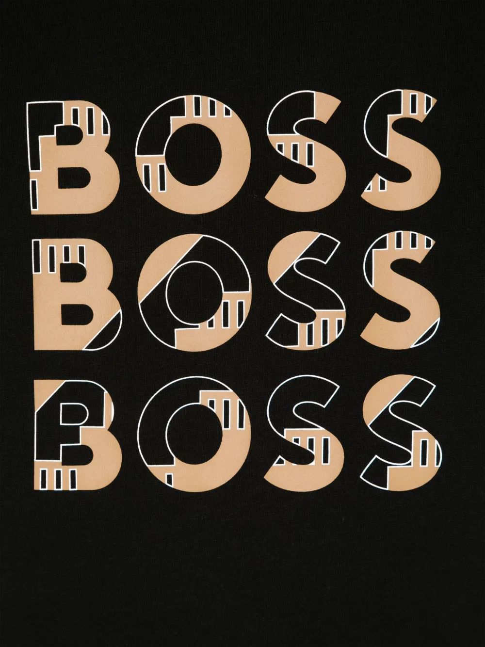 BOSS Kidswear Katoenen T-shirt met logoprint Zwart