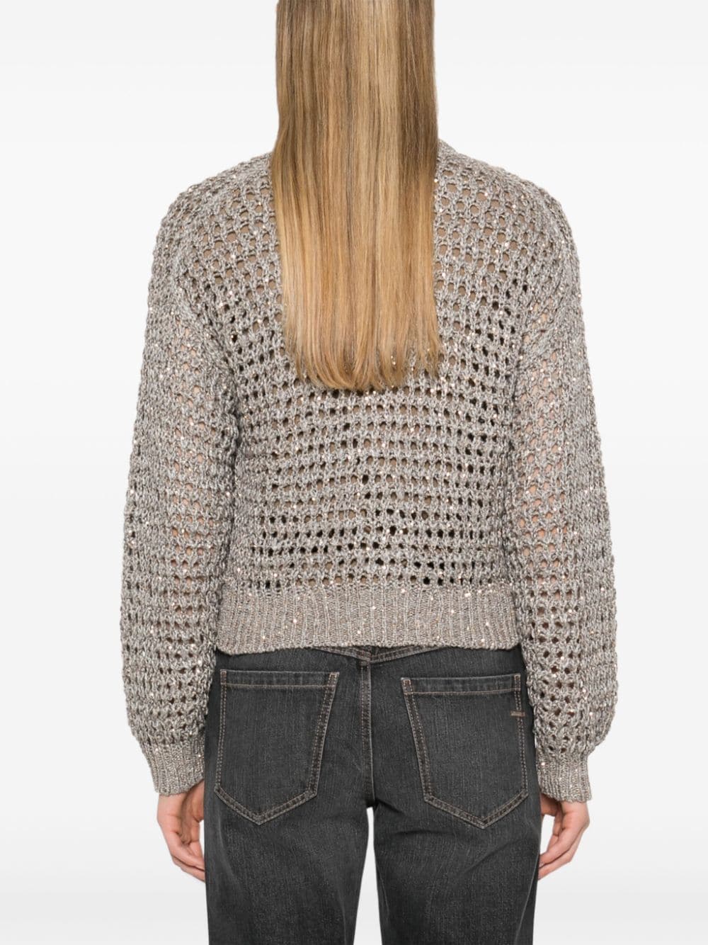 Shop Brunello Cucinelli Sequin-embellished Cardigan In Grau