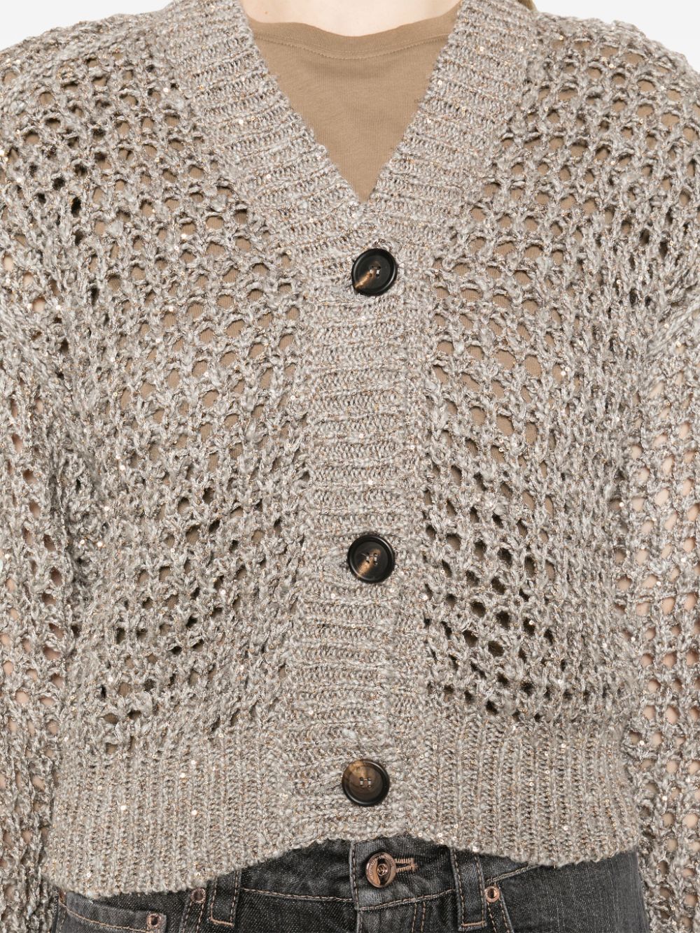 Shop Brunello Cucinelli Sequin-embellished Cardigan In Grau