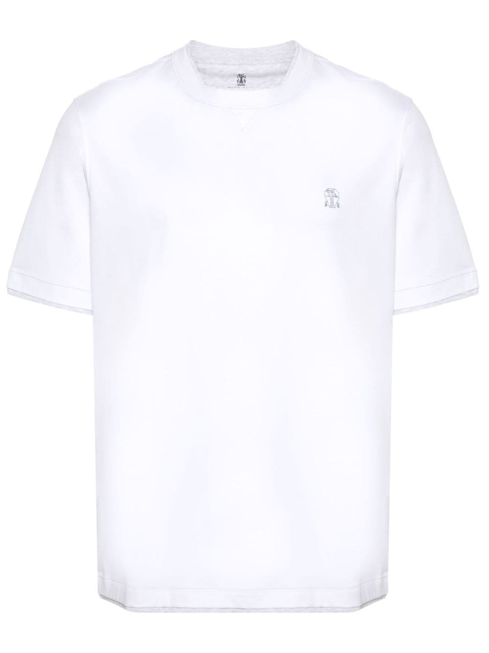 Shop Brunello Cucinelli Logo-embroidered T-shirt In Weiss