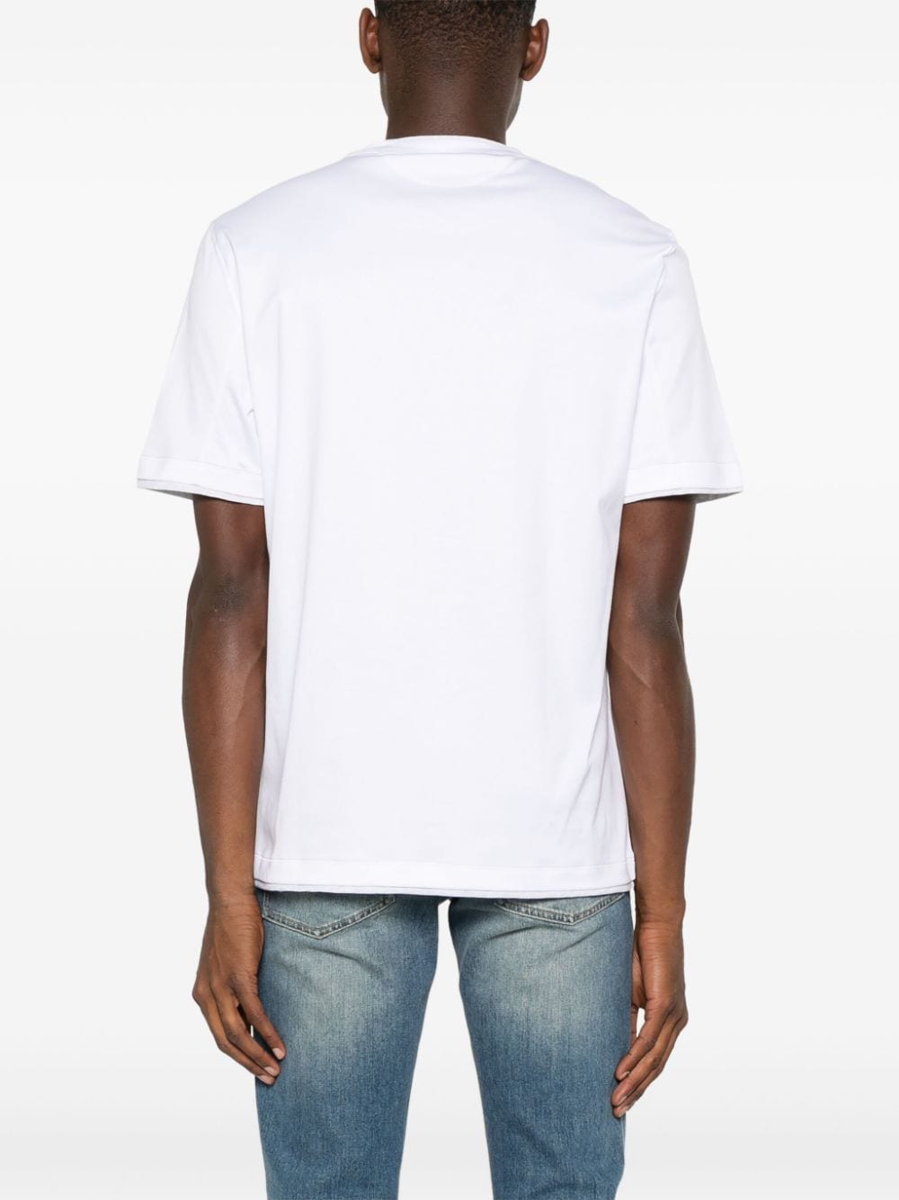 Shop Brunello Cucinelli Logo-embroidered T-shirt In Weiss