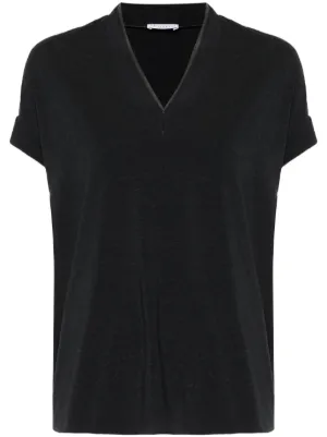 Tシャツ・カットソー BRUNELLO CUCINELLI Women Tops MG902FP302 CUC78 Black Women's tops, t-shirts and polos | Brunello Cucinelli