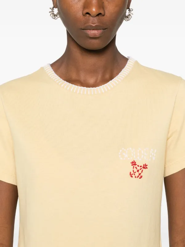 Golden Goose Doris whipstitch-trim T-shirt | Yellow | FARFETCH
