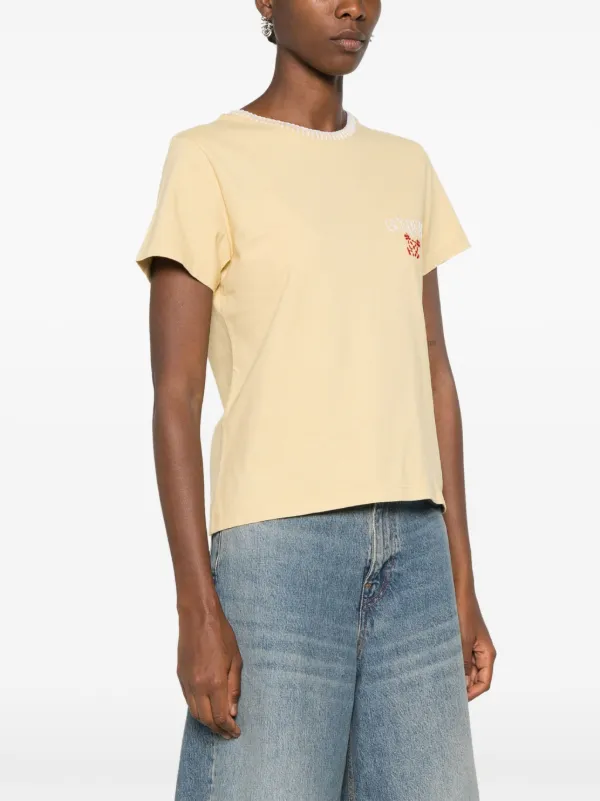 Tシャツ・カットソー GOLDEN GOOSE 'Doris' T-shirt Golden Goose Doris whipstitch-trim T-shirt | Yellow | FARFETCH