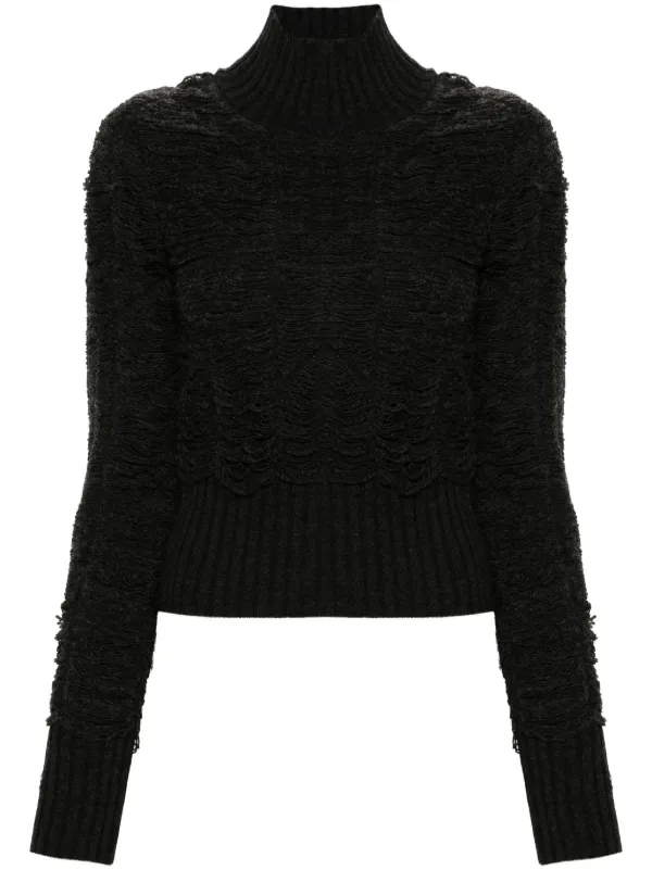 MM6 Maison Margiela ダメージ ハイネック プルオーバー | グレー