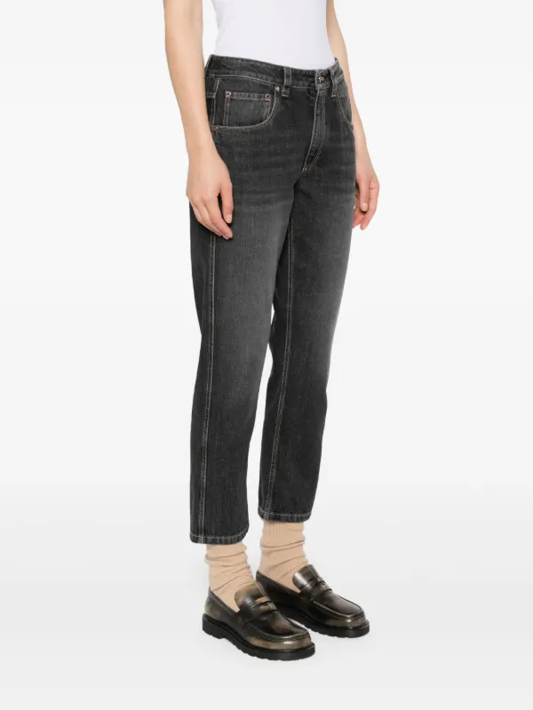 Brunello Cucinelli Monili-detail Cotton Jeans | Grey | FARFETCH