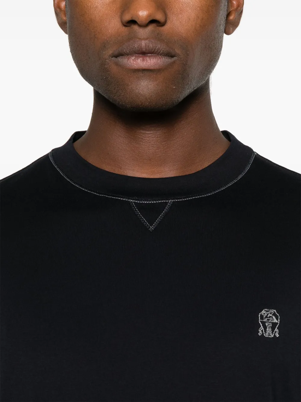 Brunello Cucinelli T-shirt met contrasterend stiksel Blauw