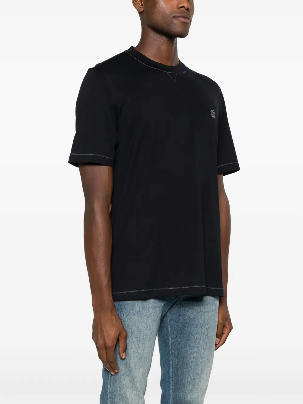 Brunello Cucinelli T-shirt met contrasterend stiksel Blauw