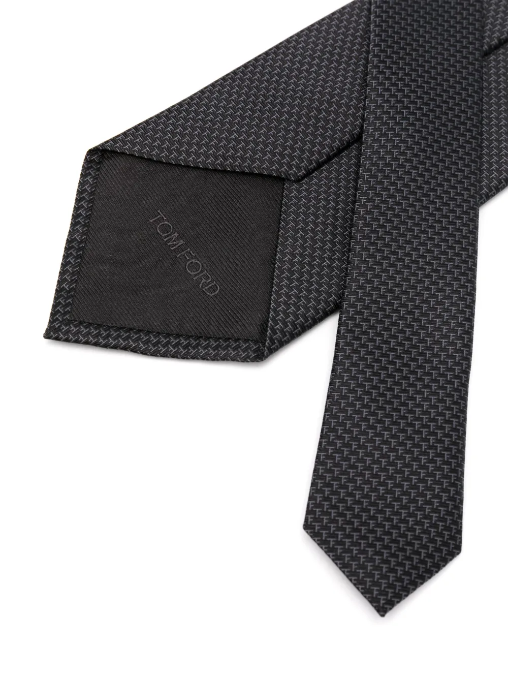 TOM FORD logo print tie - Zwart