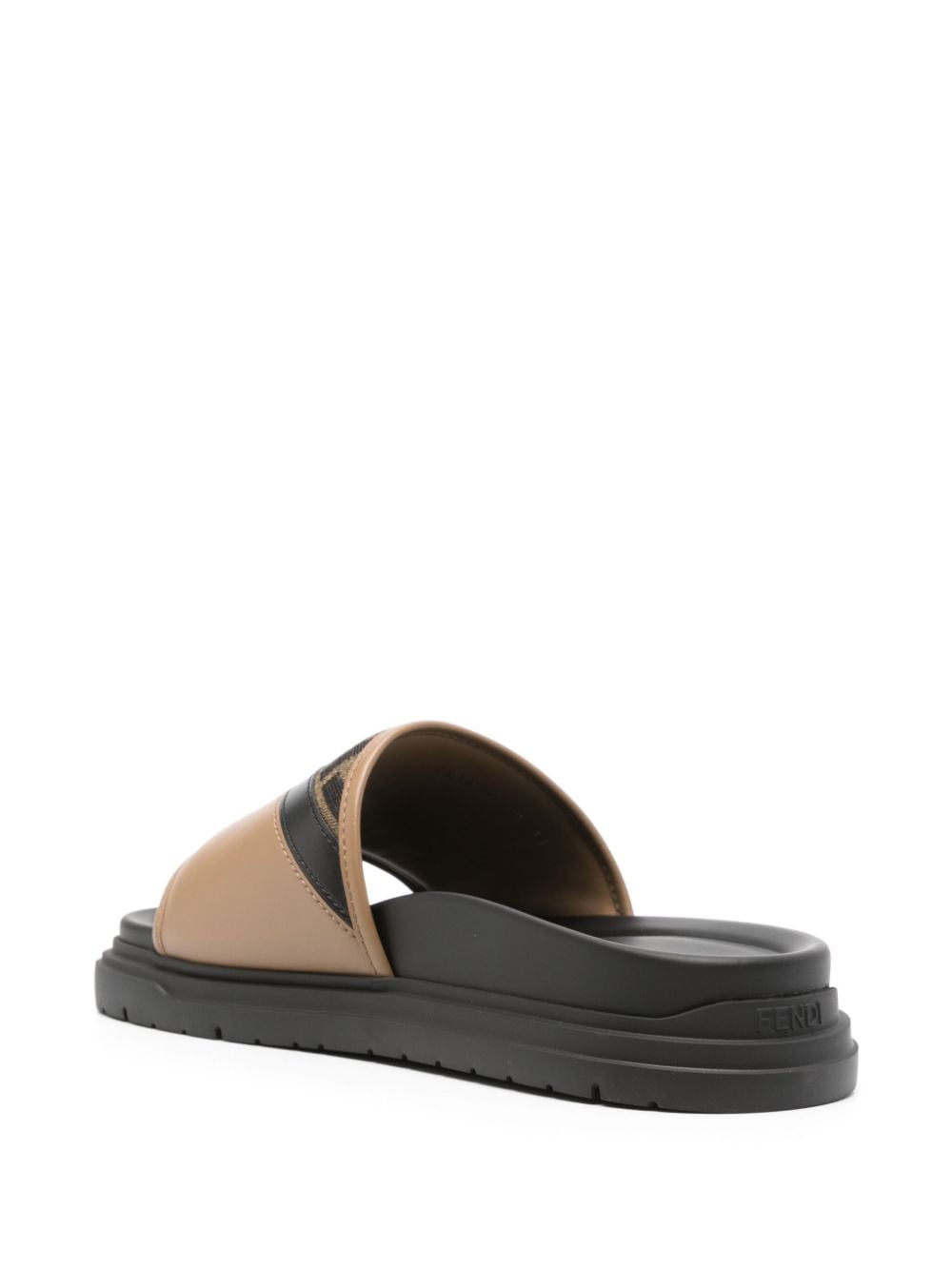 Shop Fendi Diagonal Padded Slides In Brown