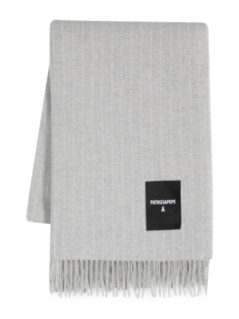 Patrizia Pepe pinstripe fringed scarf