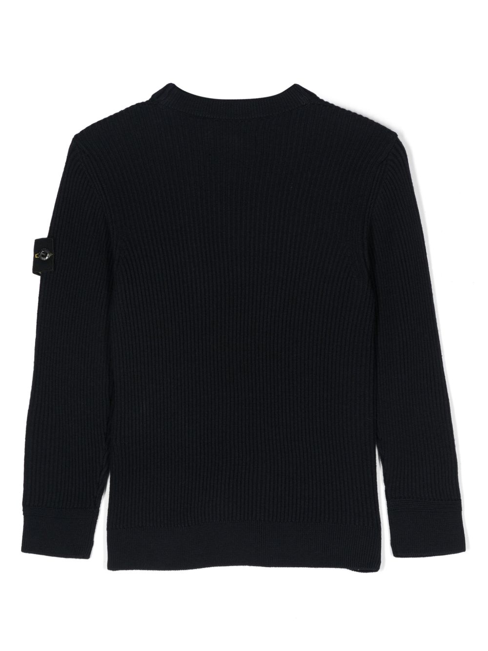 Stone Island Junior Compass-badge ribbed jumper - Black