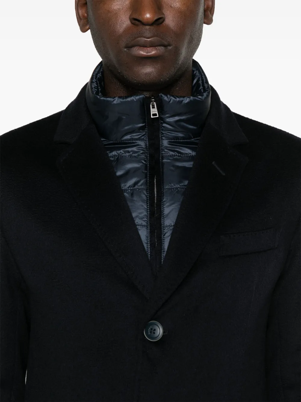 Herno Gelaagde jas met enkele rij knopen Blauw