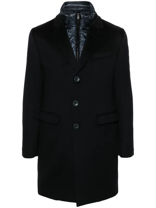 【送料&関税込】Herno Crochet-effect Shirt-cut Jacket Herno Layered single-breasted Coat | Blue | FARFETCH