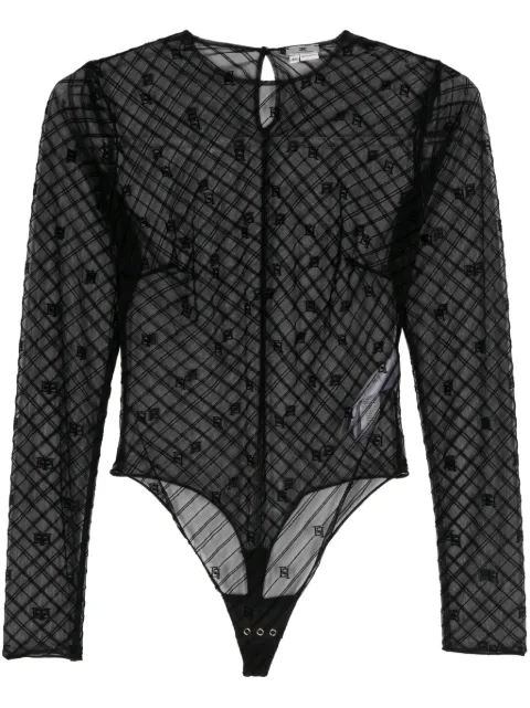 Elisabetta Franchi flocked monogram-jacquard bodysuit