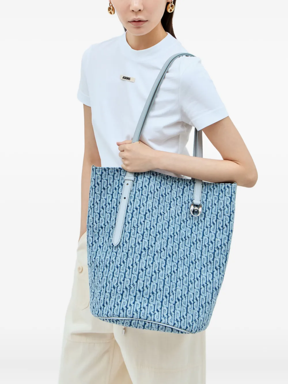 Rabanne Shopper met jacquard Blauw