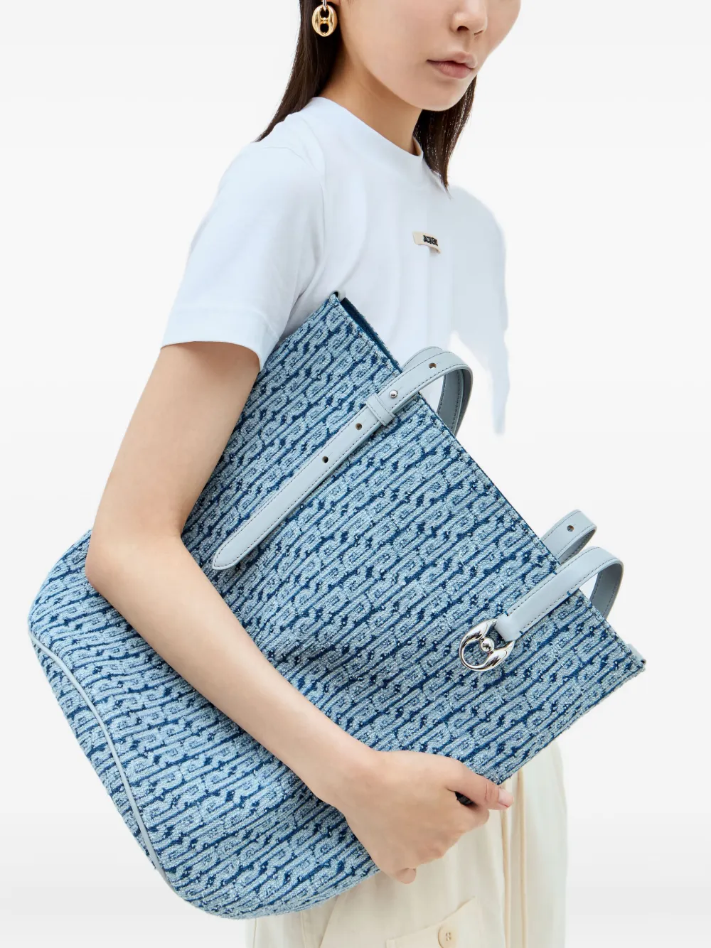 Rabanne Shopper met jacquard Blauw