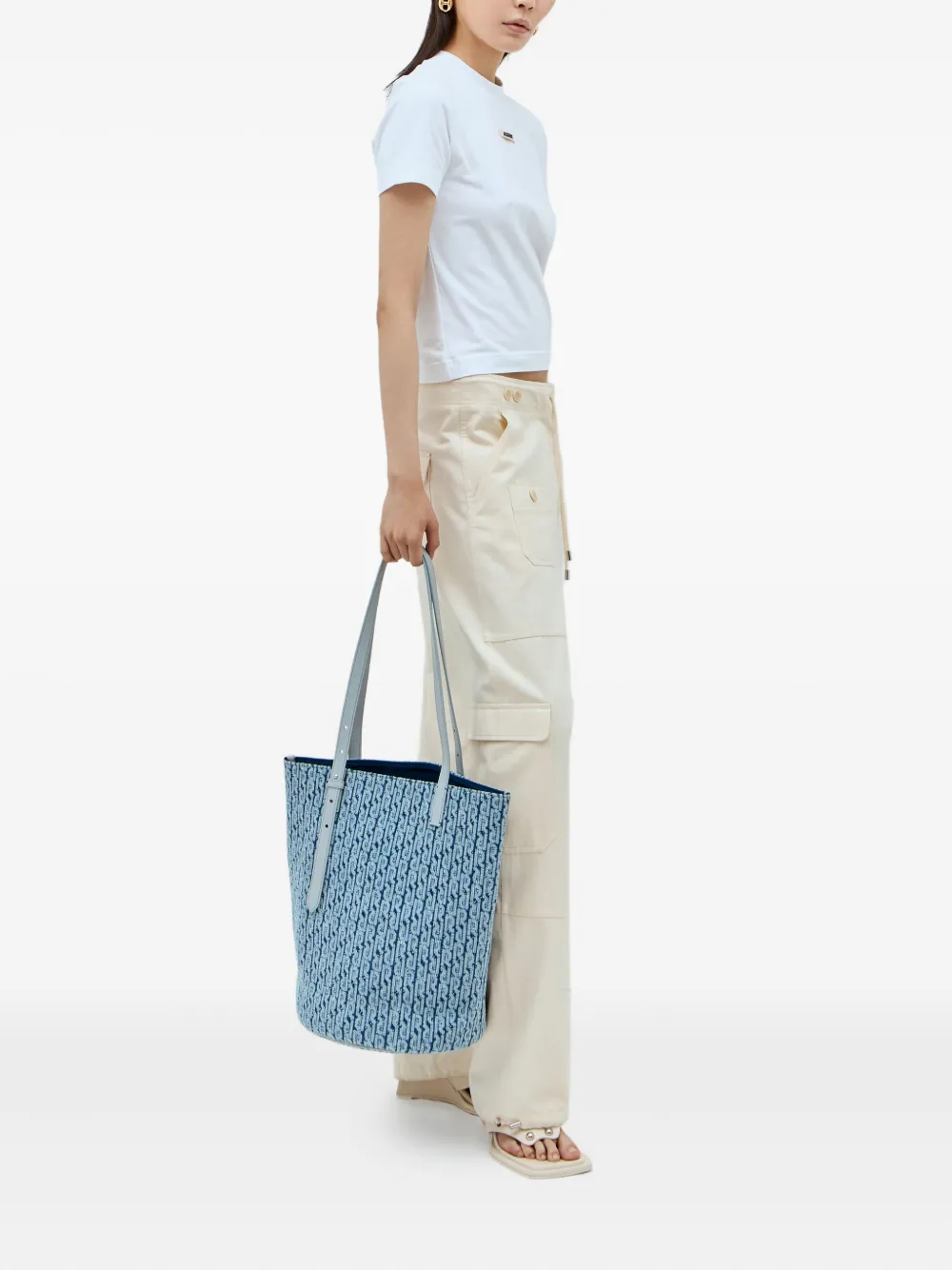 Rabanne Shopper met jacquard Blauw